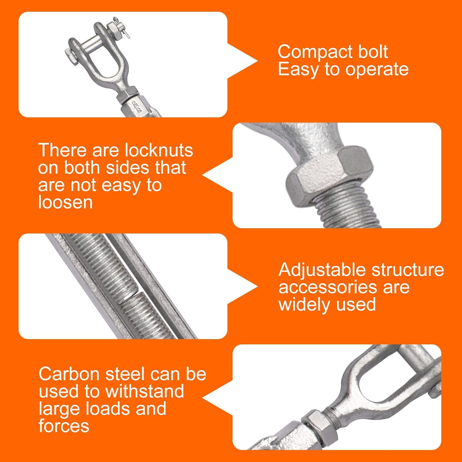 5/8 x 12 Inch Turnbuckle, Forged Galvanized Steel Jaw and Jaw Turnbuckles for Cable Rail Rigging Rope Chain, 3,500 lbs Working Load Limit, 2PCS (5/8 X 12)